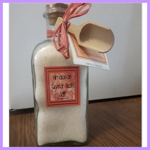 Himalayan Salt FOOT SOAK 8oz. Glass Bottle LAVENDER Blend