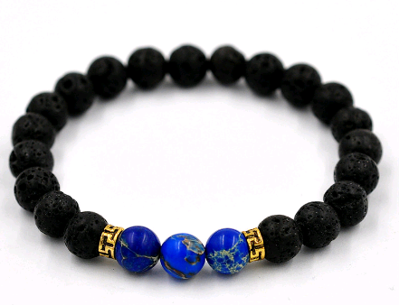 Lava stone chakra bracelet Blue Third Eye Awareness