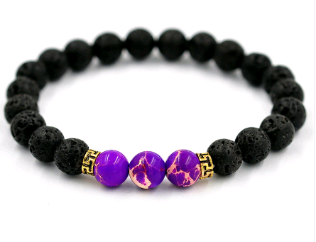 Lava stone chakra bracelet Purple Crown Chakra Spirituality