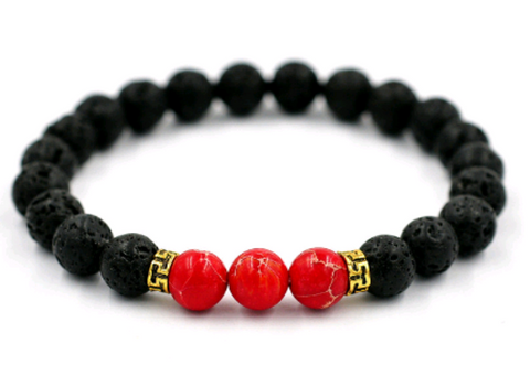 TTTWC Assorted lava Stone Chakra Bracelets  RED