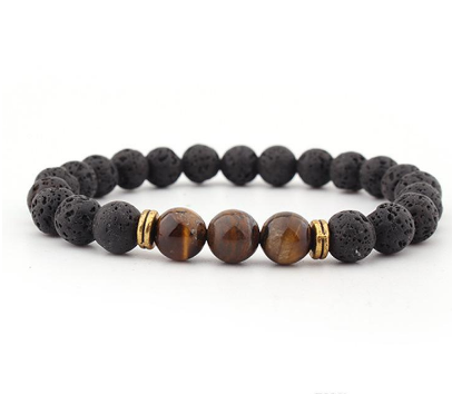 TTTWC Assorted lava Stone Chakra Bracelets  TIGER's EYE Brown