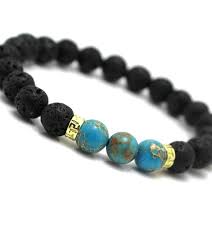 Lava stone chakra bracelet Teal Jade Communication